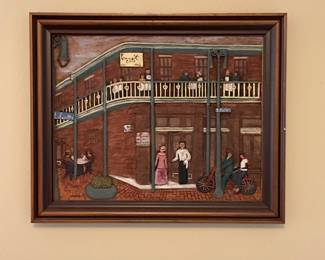 Cafe Ernest of New Orleans wooden artwork by local artist