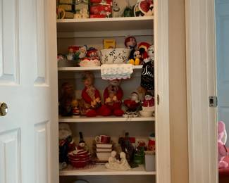 Closet full of Christmas decor
