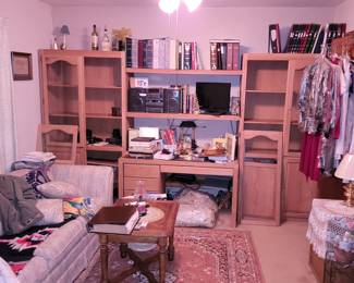 Vintage Wooden Wall Unit With Desk