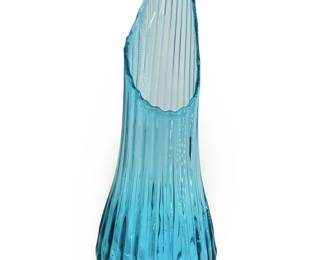 Vintage L.E. Smith Peacock Blue Swung Glass Vase