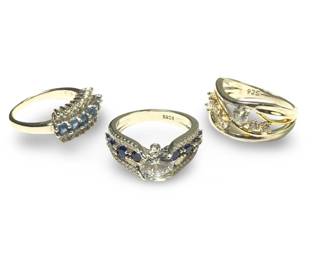 (3) Beautiful Sterling Silver Gemstone Rings