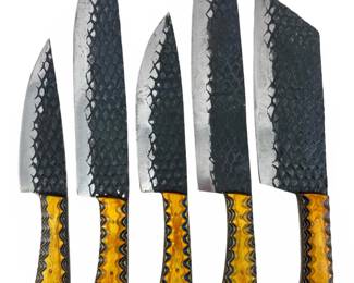5pc Hand Forged Carbon Steel Knives