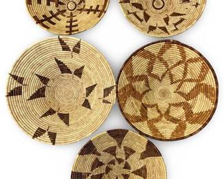 5pc Native American Hand Woven Basketry