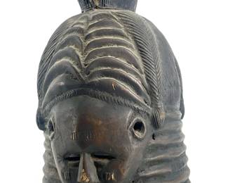 African Carved Wood Helmet Mask
