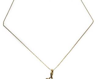 14Kt Yellow Gold Diamond Heart Pendant Necklace