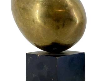Polished Brass Egg Sculpture on Base