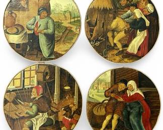 4pc Pieter Brueghel Prints on Wood