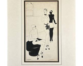 Anglada Vintage Black & White French Lithograph