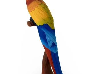 Hand Painted Carved Wooden Scarlet Macaw