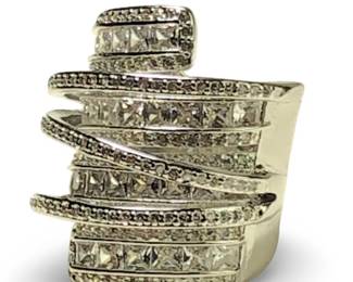 Awe-Inspiring Multi-Layer Sterling Silver CZ Ring