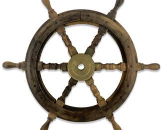Old Vintage Wooden Ship Wheel Wall Art