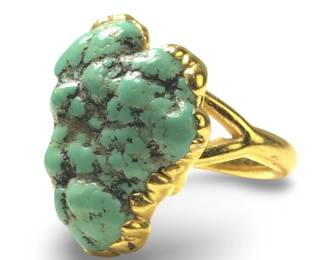 Incredible 10K Gold Chunky Turquoise Ring
