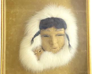 Alaska Native Inupiat Mask Mother and Papoose