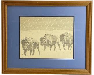 James Pollock â3 Buffalo" lithograph