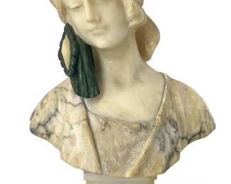 Antique Italian Signed Marble Female Bust