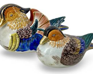 Pair of Kutani-Yaki Japanese Porcelain Ducks