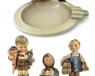 M.J. Hummel Ceramic Bowl & Figures