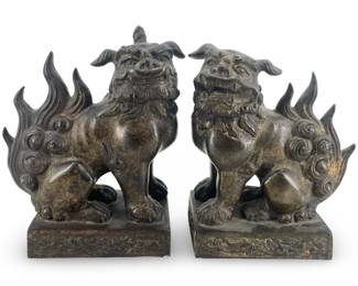 Antique Chinese Cast Iron Foo Dog Sculptures