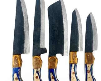 5pc Hand Forged Carbon Steel Kitchen Knives