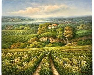 Signed Vintage Vineyard Oil on Canvas