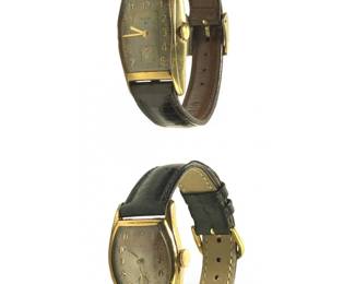 (2pc) Elgin Mimo Art Deco Brown/Black Leather