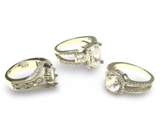 (3) Lovely Sterling Silver CZ Rings