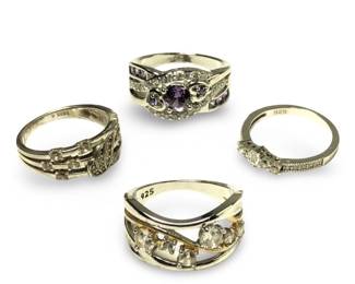 (4) Sensational Sterling Silver Gemstone Rings