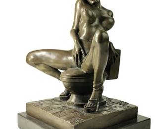 Signed Preiss Erotic Nude Seated Female Bronze
