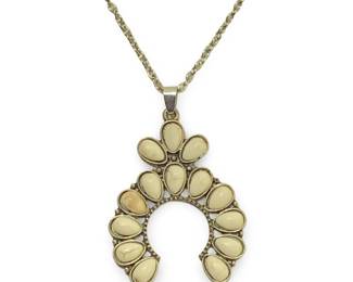 Western Faux White Turquoise Horseshoe Pendant