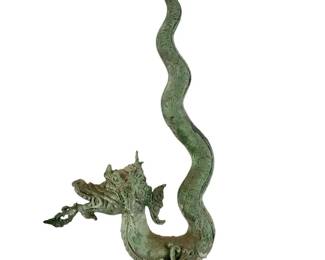Vintage Chinese Bronze Dragon Candleholder