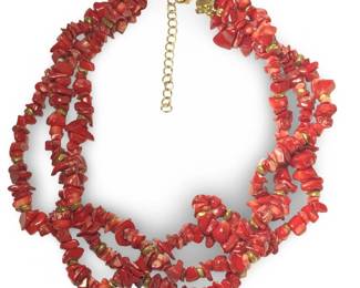 Outstanding 3 Strand Ox Blood Coral Necklace
