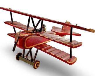Handmade Red Baron Model Toy Wooden Airplane