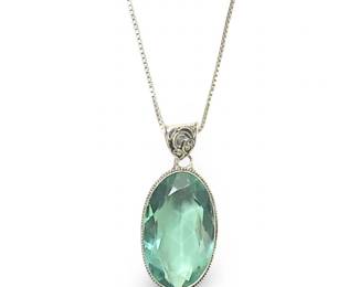 Native American Sterling Silver Aquamarine Pendant