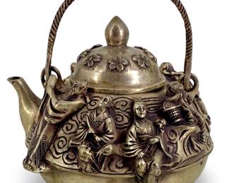 Chinese Ming Marked Silver Figural Teapot
