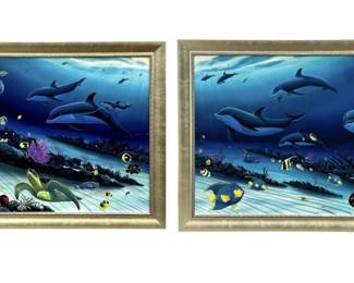 2pc. Signed Wyland âRadiant Reef" Canvas Giclees