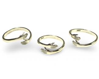 (3) Unique Sterling Silver Hugging Rings