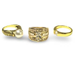 (3) Superb Gold Over Sterling Silver Rings