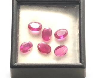 (6) Oval Red Ruby Loose Gemstones
