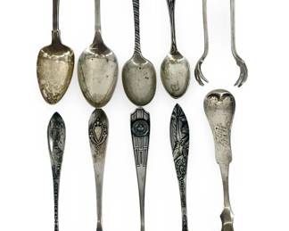 9pc Sterling Silver Spoons and Tongs