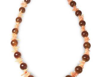 Gorgeous Fire Agate Apple Coral Necklace