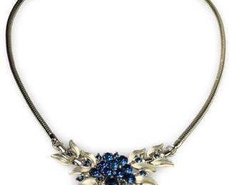 Trifari Royal Blue Rhinestone Collar Necklace