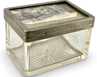 Art Deco Glass & Metal Dresser Box
