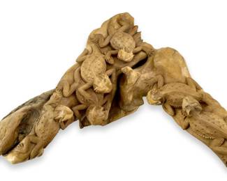 Hand Carved Wooden Bearded Dragon Centerpiece