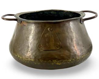 Antique Hammered Copper Cauldron