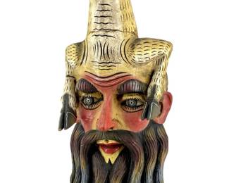 Hand Carved Painted Wooden Folk Art Mask