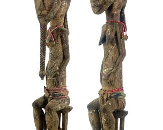 2 Carved African Mossi Wood Dogon Carving