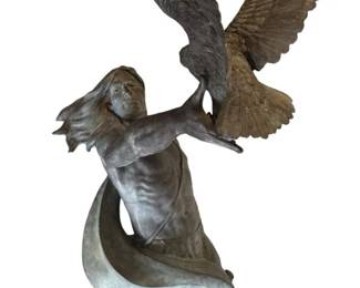 9 Foot James A Wasil Native American Bronze Sculpture