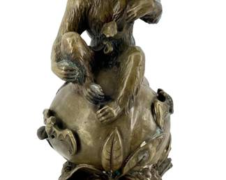 Chinese Fengshui Brass Monkey on Peach
