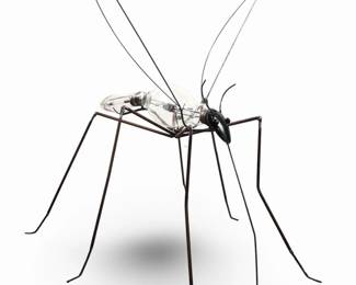 Large Welded Mosquito Light Bulb Insect Sculpture