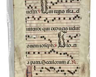Antique 17th Century Antiphonal Music Leaf